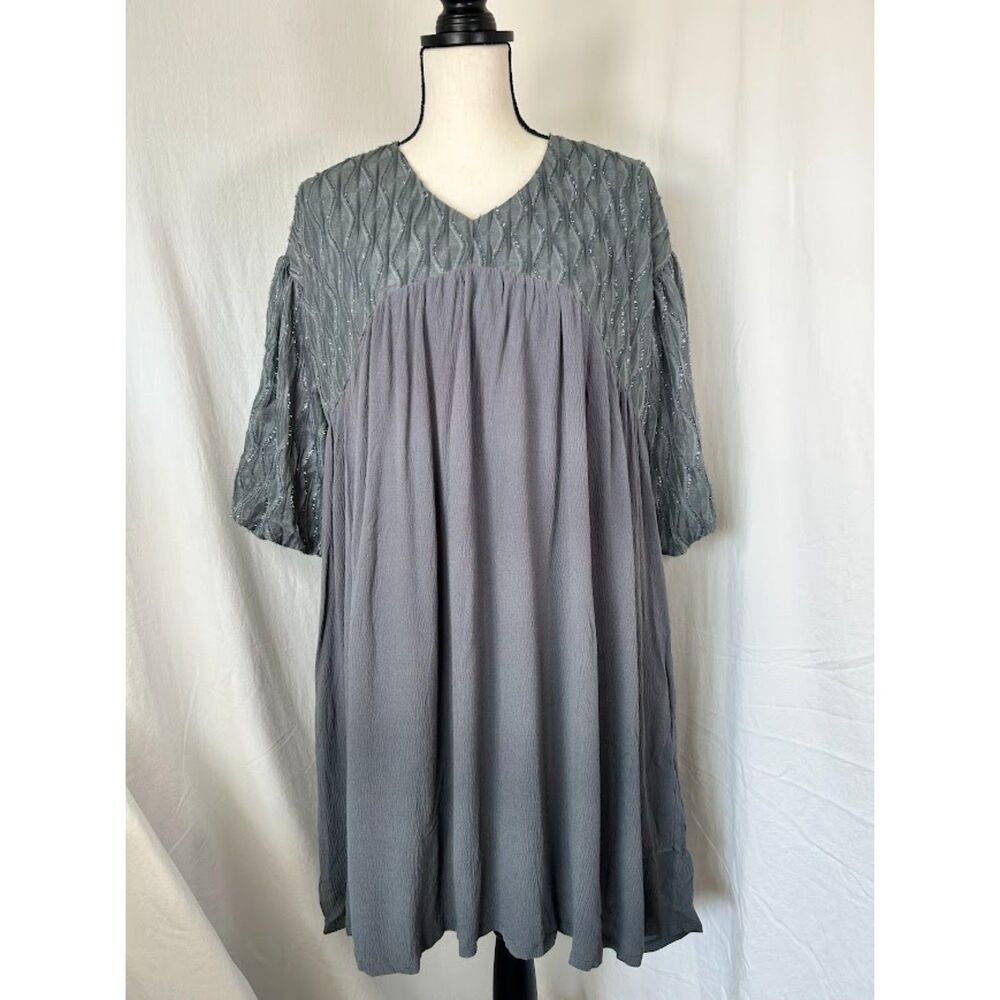 NWT Sparkly Grey Dress Boho Indie Lagenlook Trapeze Swing Davi & Dani Size Small
